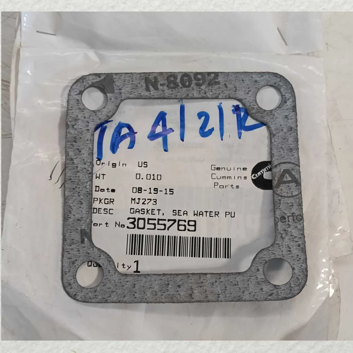 GASKET SEA WATER PUMP CUMMINS MAIN ENGINE SPARES 3008869