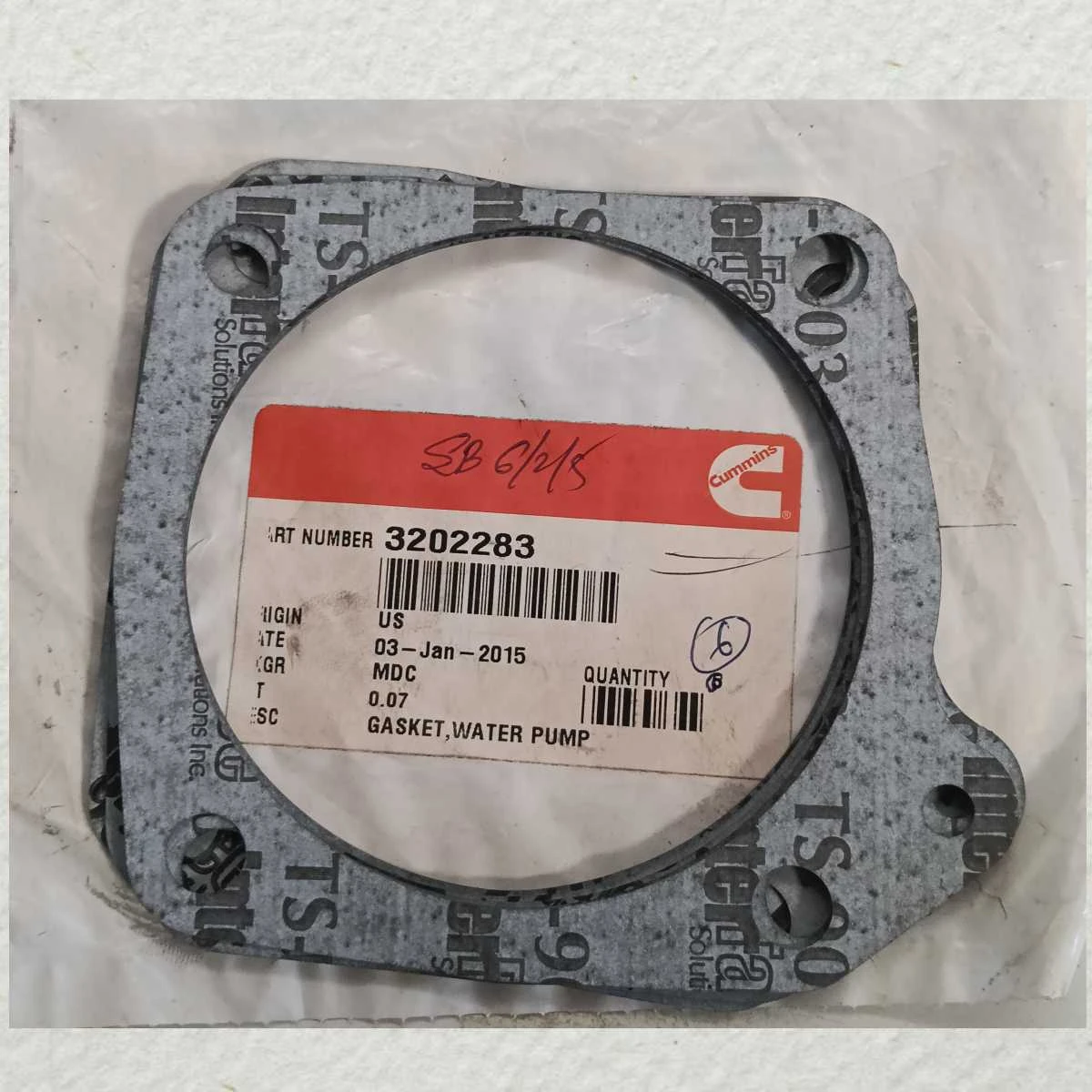 GASKET SEA WATER PUMP CUMMINS MAIN ENGINE SPARES 3202283